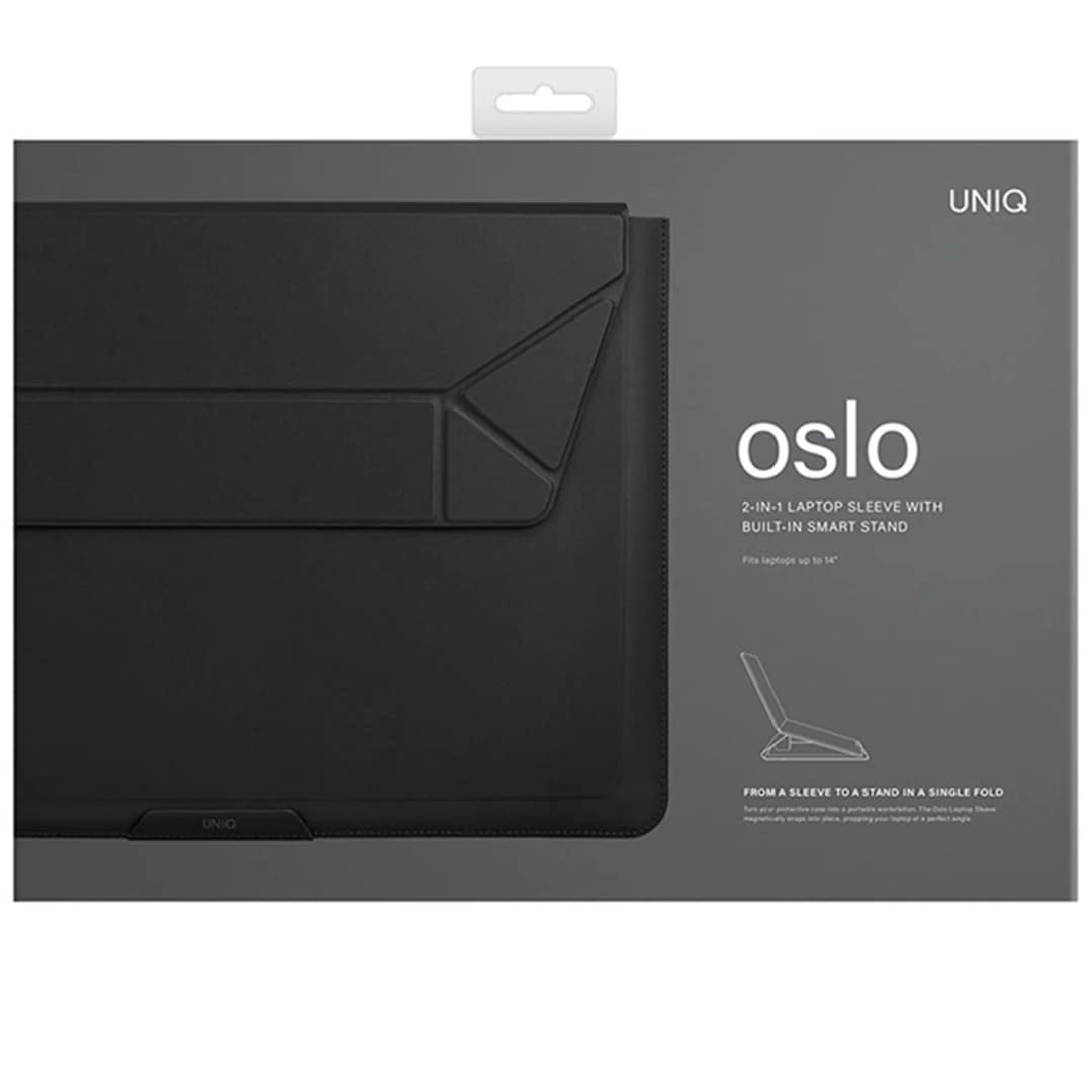 Чехол-подставка Uniq OSLO Laptop Sleeve для ноутбуков 14 Jet Black, Черный — фото 4