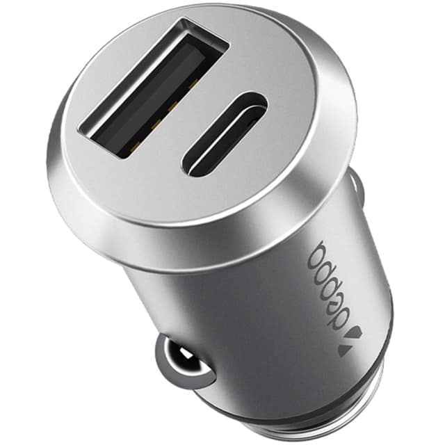 Автомобильное зарядное устройство Deppa 30W USB-A USB-C 11212 Silver, Серебристый