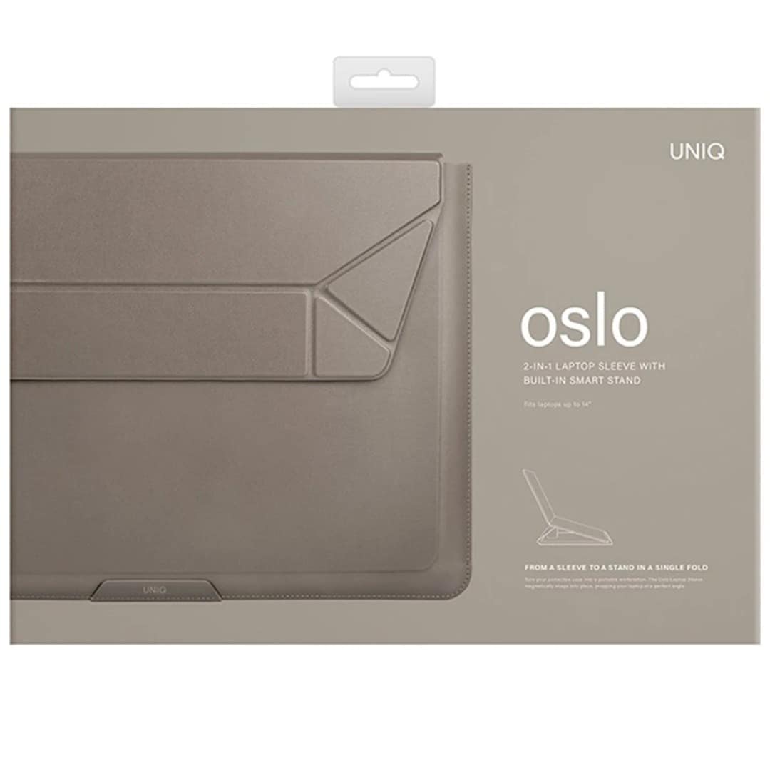 Чехол-подставка Uniq OSLO Laptop Sleeve для ноутбуков 14 Gray, Серый — фото 4
