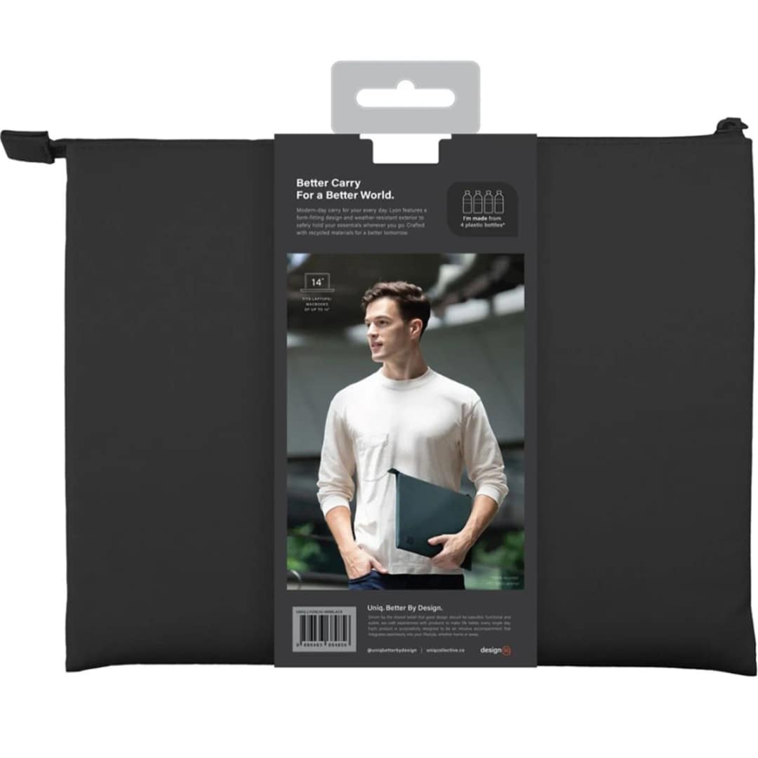 Чехол-папка Uniq LYON Laptop Sleeve для ноутбуков 14 Black, Черный — фото 4