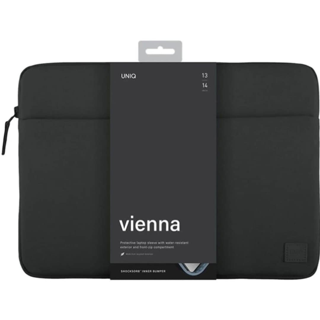 Чехол-папка Uniq VIENNA Laptop Sleeve для ноутбуков 14 Midnight Black, Черный — фото 3