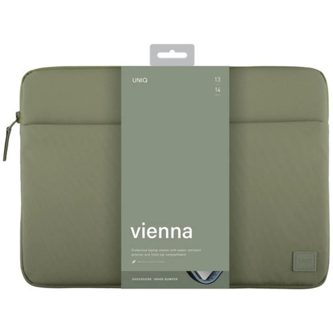 Чехол-папка Uniq VIENNA Laptop Sleeve для ноутбуков 14 Laurel Green, Зеленый — фото 3