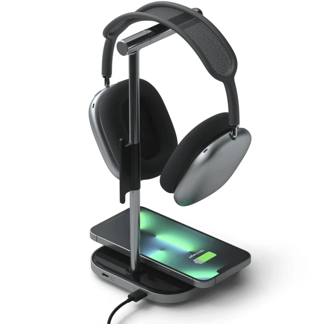 Беспроводное зарядное устройство Satechi 2-in-1 Headphone Stand with Wireless Charger Space Grey, Серый — фото 4