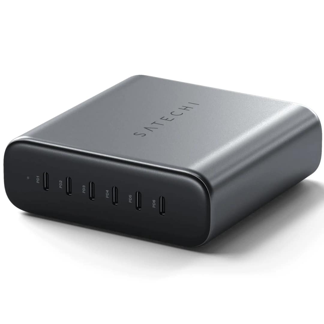 Сетевое зарядное устройство Satechi 200W USB-C 6-Port PD GaN Charger Space Gray, Серый — фото 2