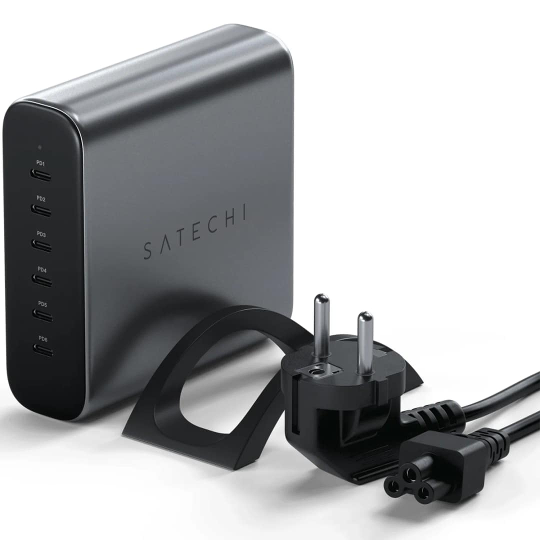 Сетевое зарядное устройство Satechi 200W USB-C 6-Port PD GaN Charger Space Gray, Серый — фото 4
