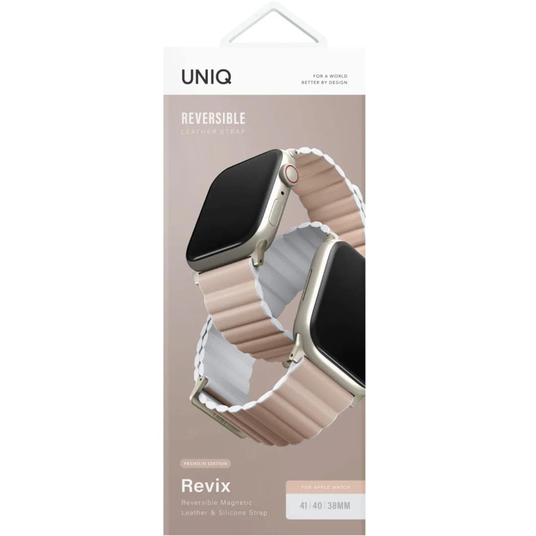 Ремешок Uniq Revix Premium для Apple Watch 38 40 41 Blush Pink White, Розовый — фото 2