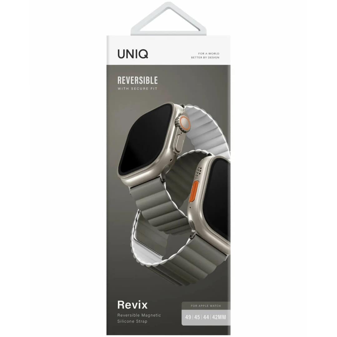 Ремешок Uniq Revix reversible Magnetic для Apple Watch 44 45 49 Grey White, Серый — фото 2