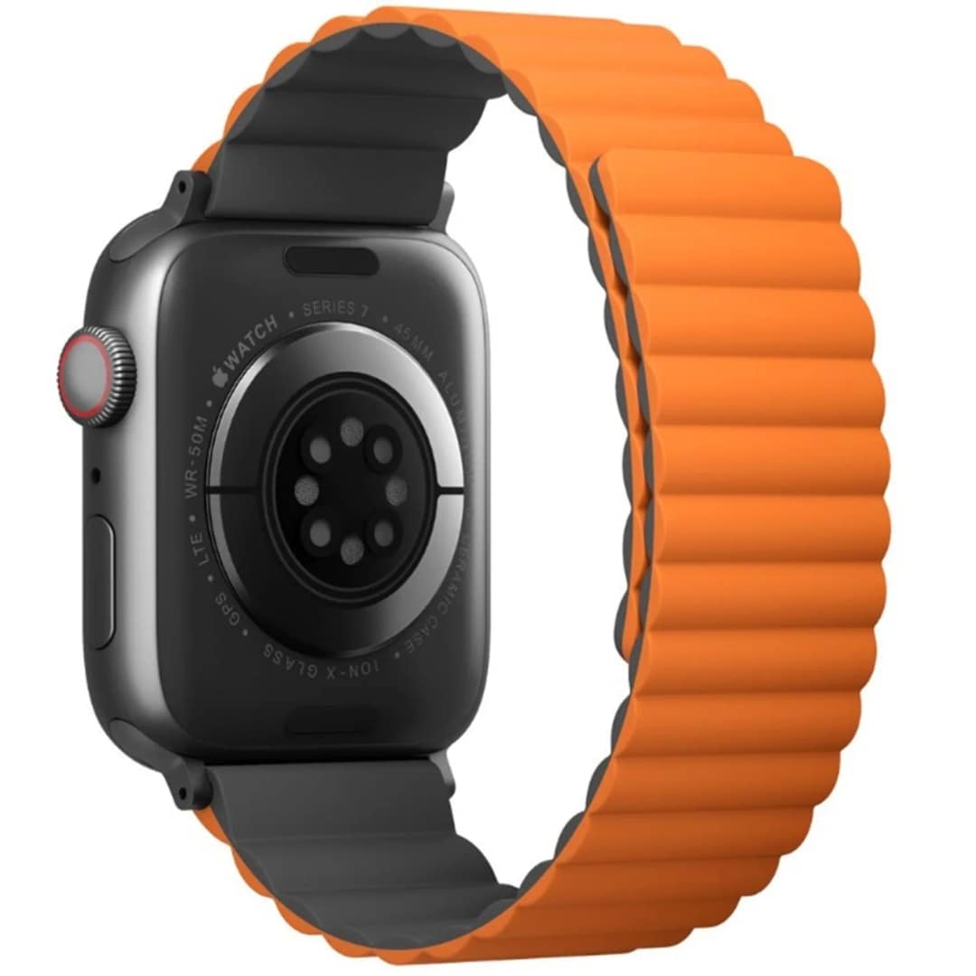 Ремешок Uniq Revix reversible Magnetic для Apple Watch 44 45 49 Grey Orange, Оранжевый — фото 6