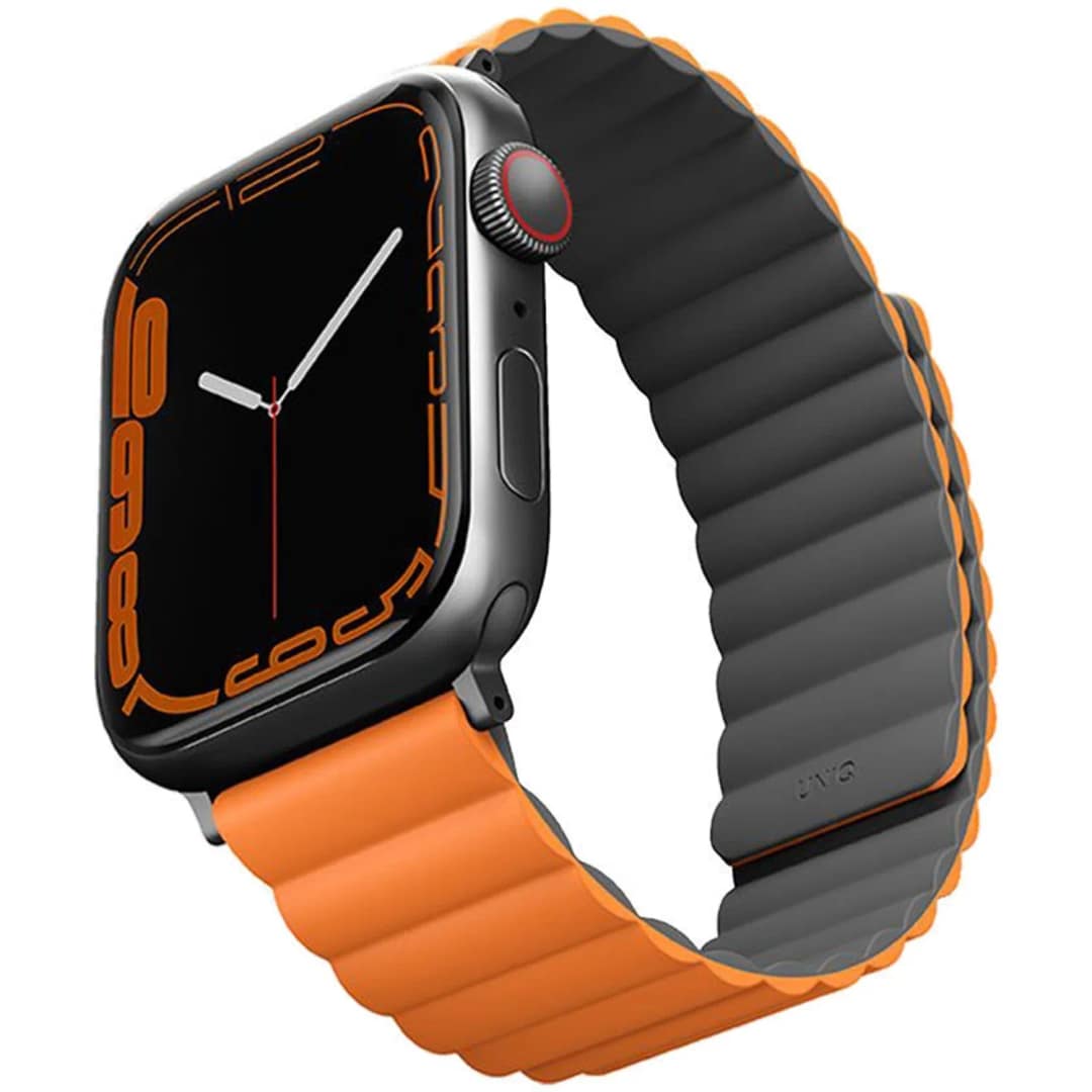 Ремешок Uniq Revix reversible Magnetic для Apple Watch 44 45 49 Grey Orange, Оранжевый — фото 7