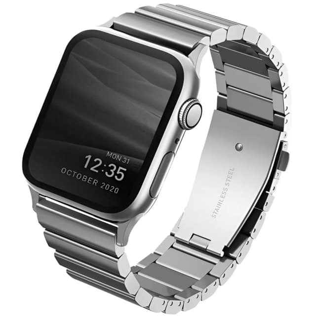 Ремешок Uniq Strova Strap Link Steel для Apple Watch 44 45 49 Silver, Серебристый