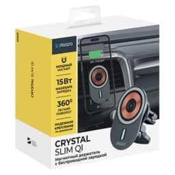 Автомобильный держатель Deppa Crystal Slim QI Black, Черный — фото 2