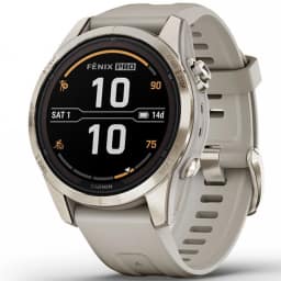 Умные часы Garmin Fenix 7S Pro Sapphire Solar Edition Soft Gold Light Sand, Золотистый — фото 1
