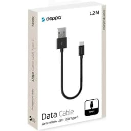 Кабель Deppa USB-A USB-C 1 2m 72301 Black, Черный — фото 2