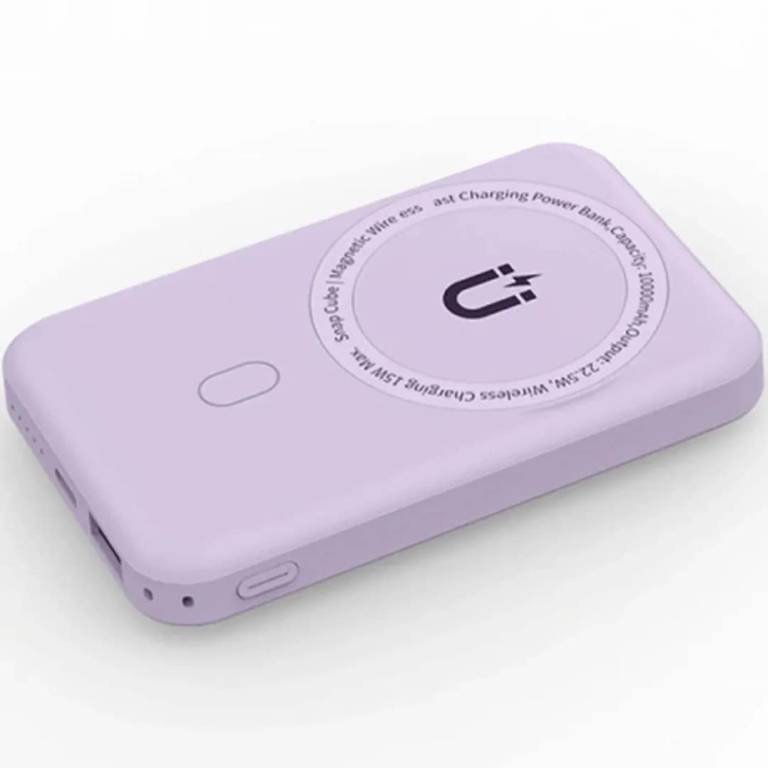 Внешний аккумулятор WiWU Snap Cube Magsafe Wireless Charge SC 10000 mAh Purple, Фиолетовый — фото 2