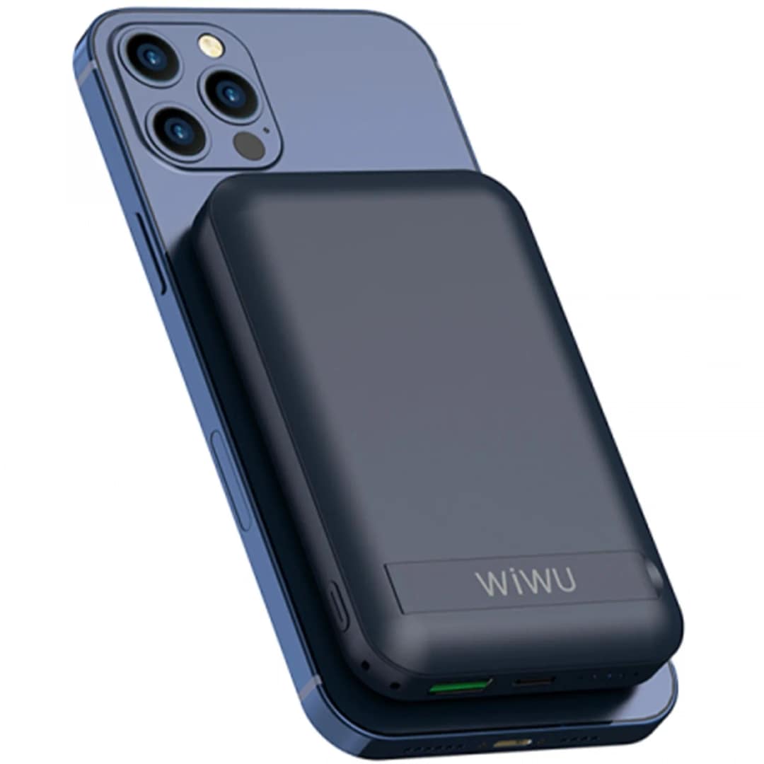 Внешний аккумулятор WiWU Snap Cube Magsafe Wireless Charge SC 10000 mAh Blue, Синий — фото 2