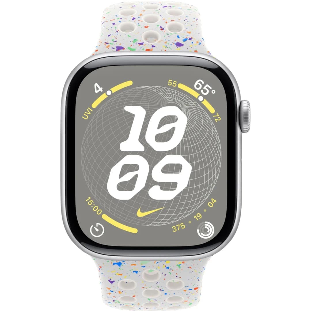Смарт-часы Apple Watch Series 10 46mm Silver Aluminum Case with Pure Platinum Nike Sport Band S M, Белый — фото 3