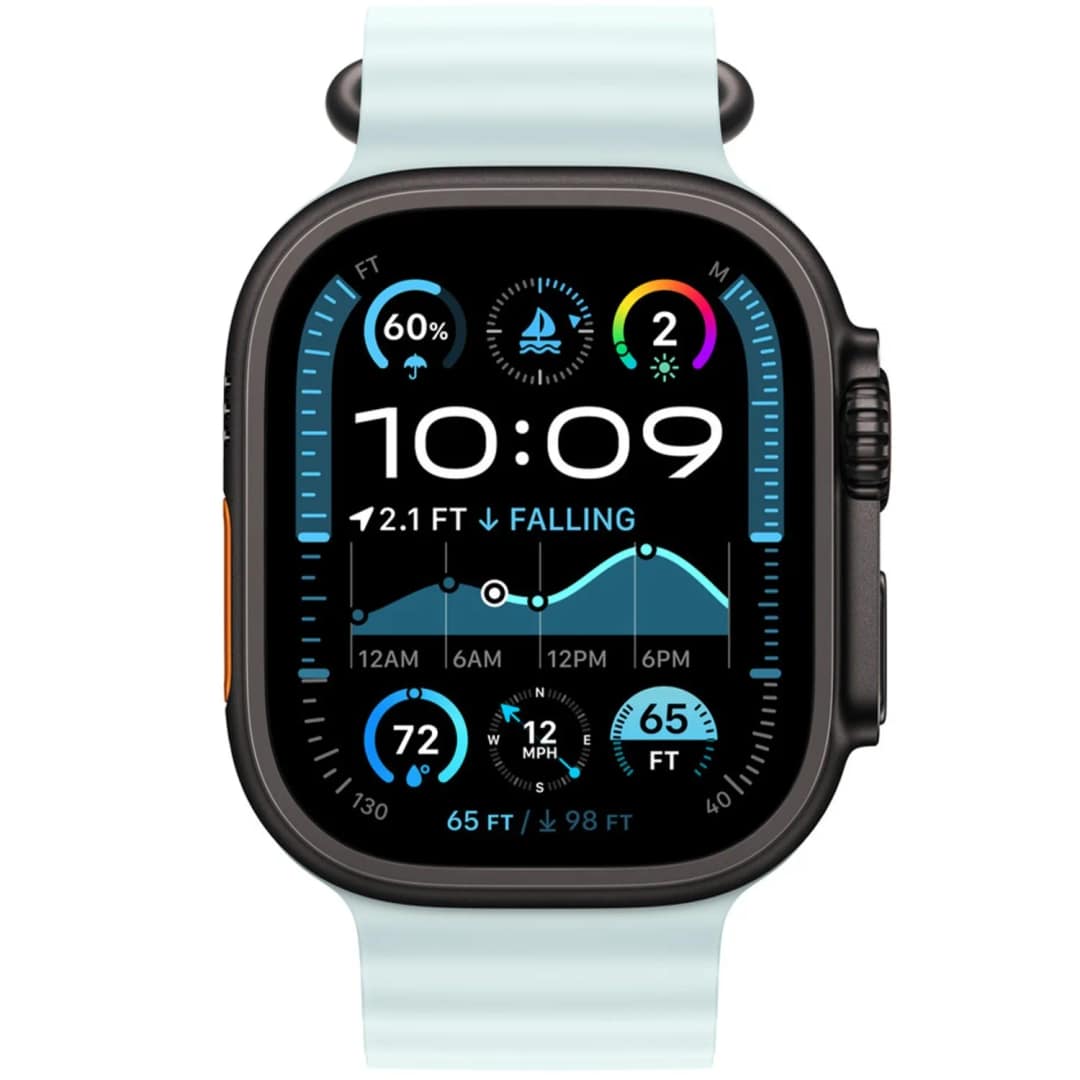 Смарт-часы Apple Watch Ultra 2 49mm Black Titanium Case with Ice Blue Ocean Band, Голубой — фото 3