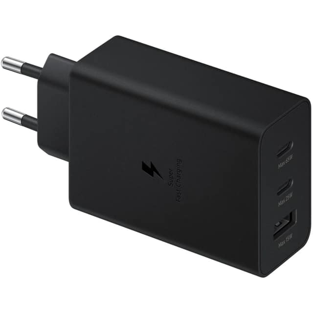 Сетевое зарядное устройство Samsung 65W 2USB-C USB-A EP-T6530 Black, Черный