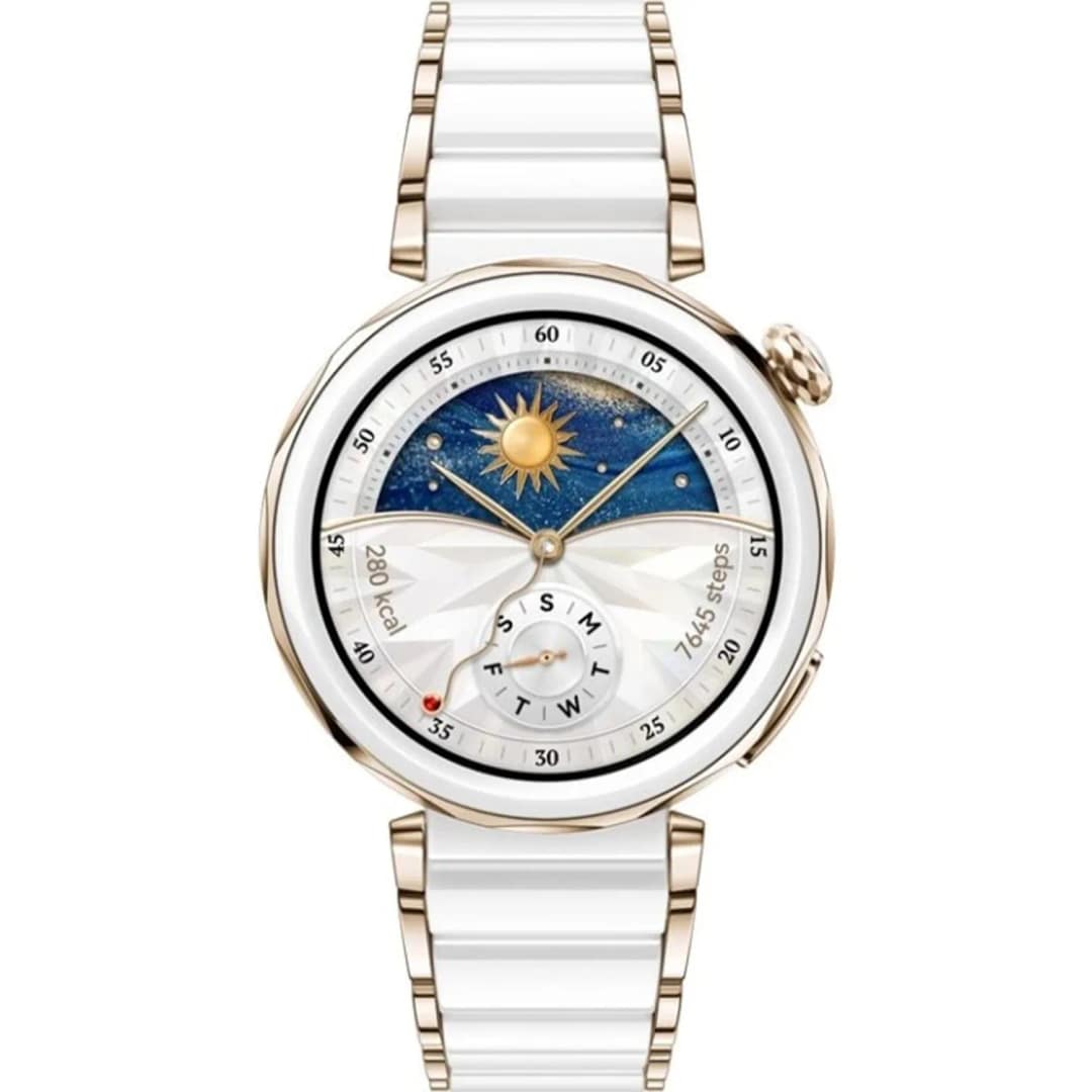 Смарт-часы Huawei Watch GT 5 Pro 42mm White Ceramic, Золотистый — фото 2
