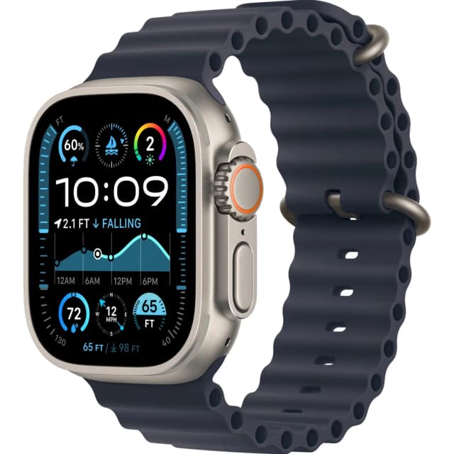 Смарт-часы Apple Watch Ultra 2 49mm Natural Titanium Case with Navy Ocean Band, Тёмно-синий