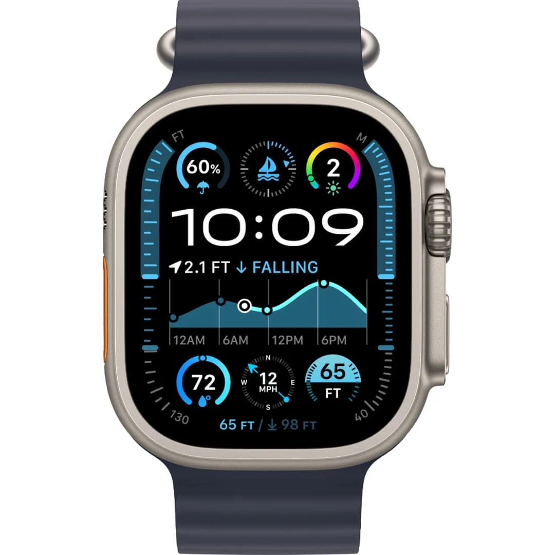 Смарт-часы Apple Watch Ultra 2 49mm Natural Titanium Case with Navy Ocean Band, Тёмно-синий — фото 3