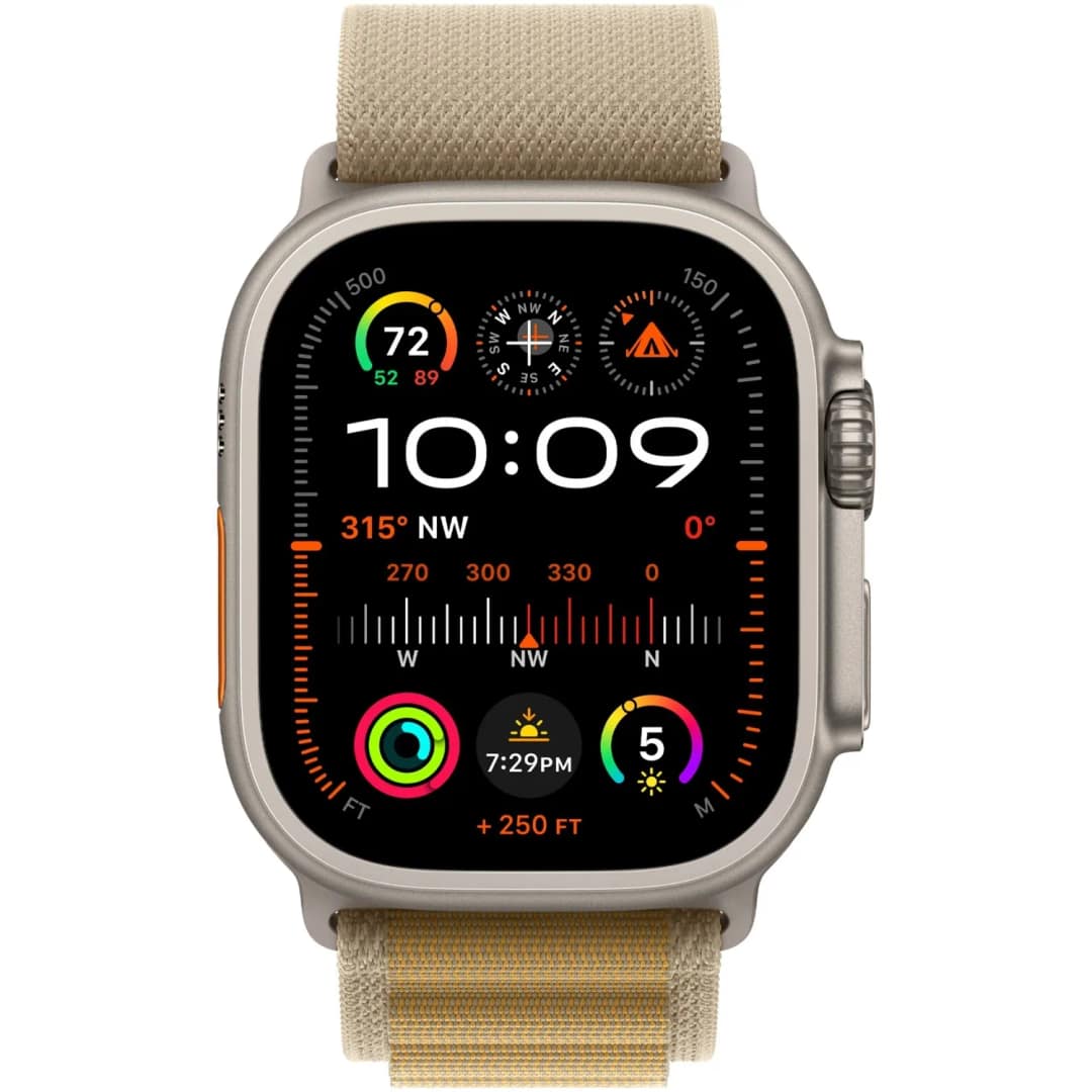 Смарт-часы Apple Watch Ultra 2 49mm Natural Titanium Case with Tan Alpine Loop S, Коричневый — фото 3