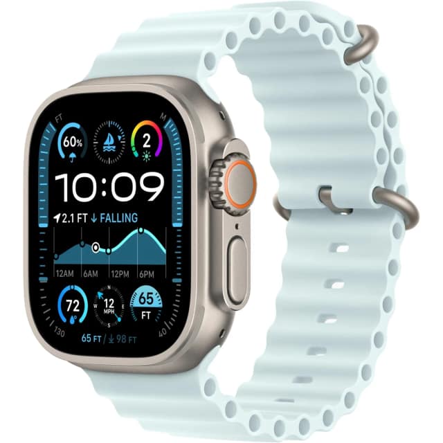Смарт-часы Apple Watch Ultra 2 49mm Natural Titanium Case with Ice Blue Ocean Band, Голубой