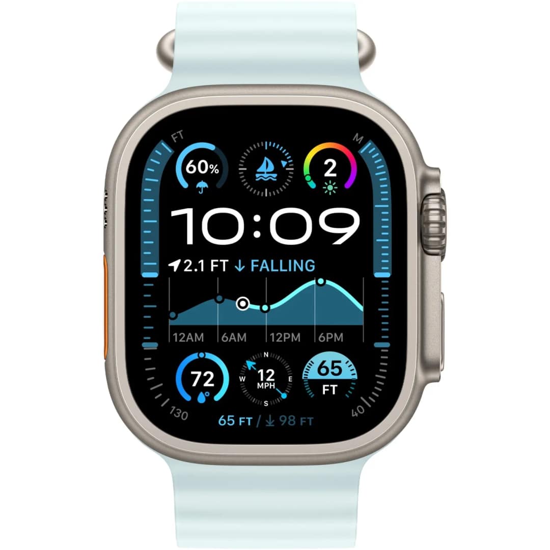 Смарт-часы Apple Watch Ultra 2 49mm Natural Titanium Case with Ice Blue Ocean Band, Голубой — фото 3