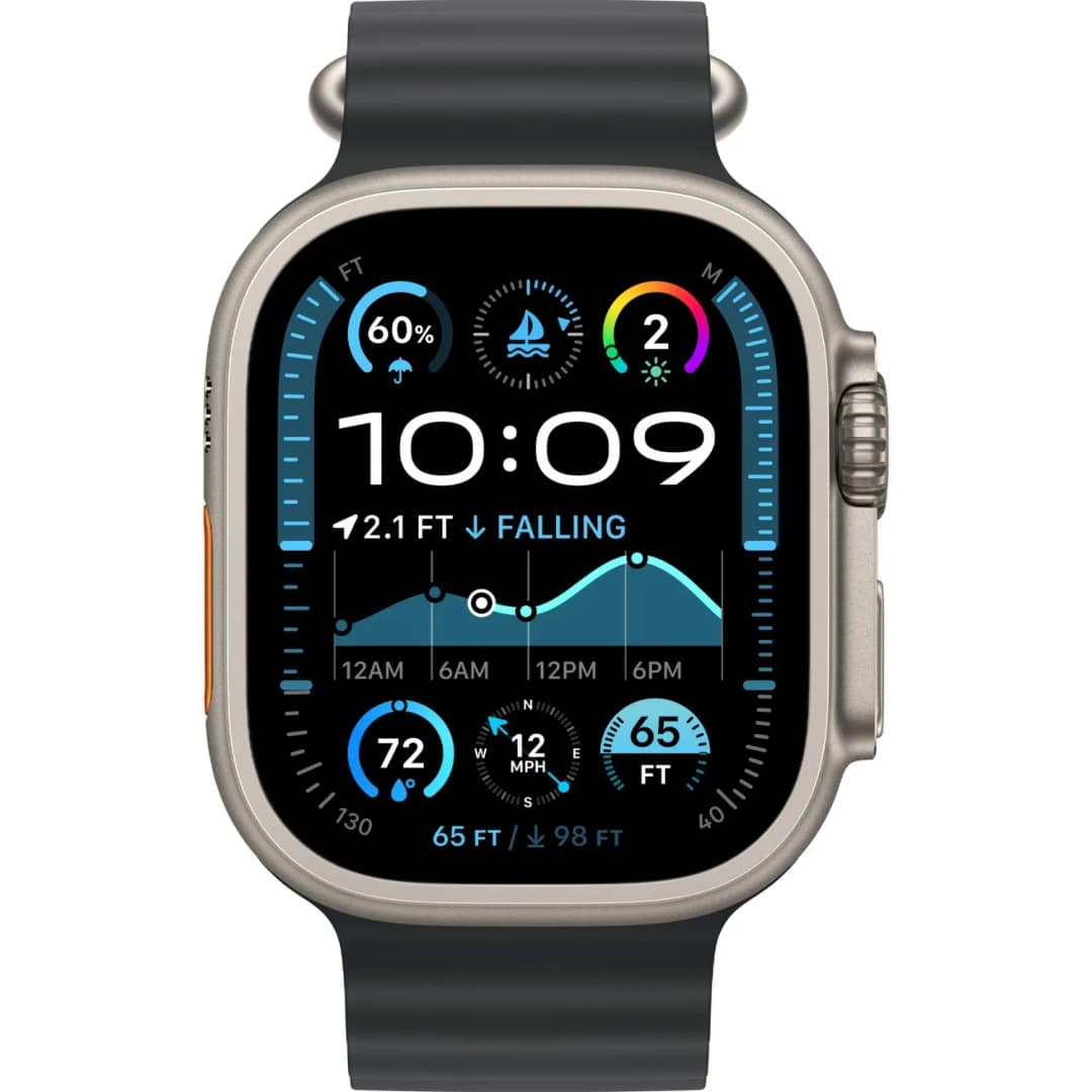 Смарт-часы Apple Watch Ultra 2 49mm Natural Titanium Case with Black Ocean Band, Черный — фото 3