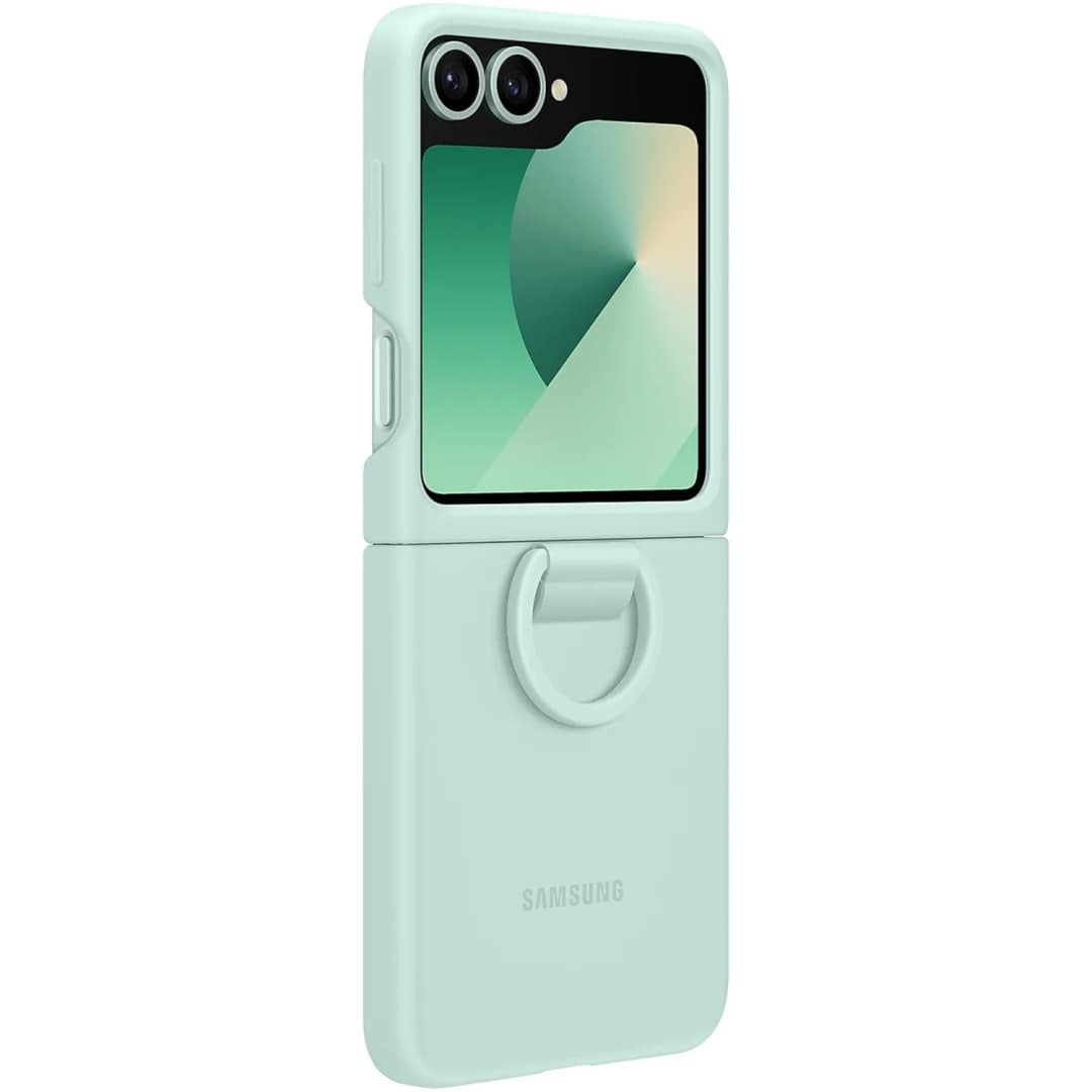 Чехол Samsung Silicone Case with Ring для Galaxy Z Flip6, Mint Green — фото 4