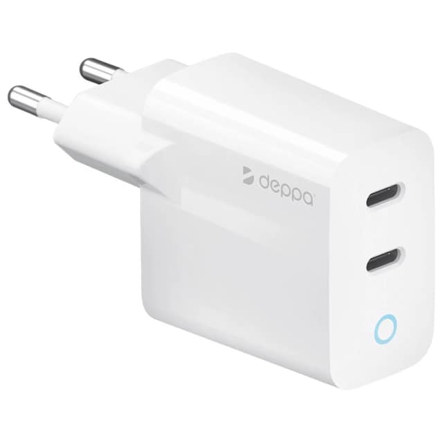 Сетевое зарядное устройство Deppa 45W 2xUSB-C 11449, White