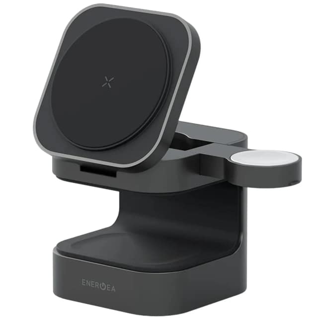 Беспроводное зарядное устройство EnergEA MagCube Qi2 Certified 3-in-1 Wireless Charger Space Grey