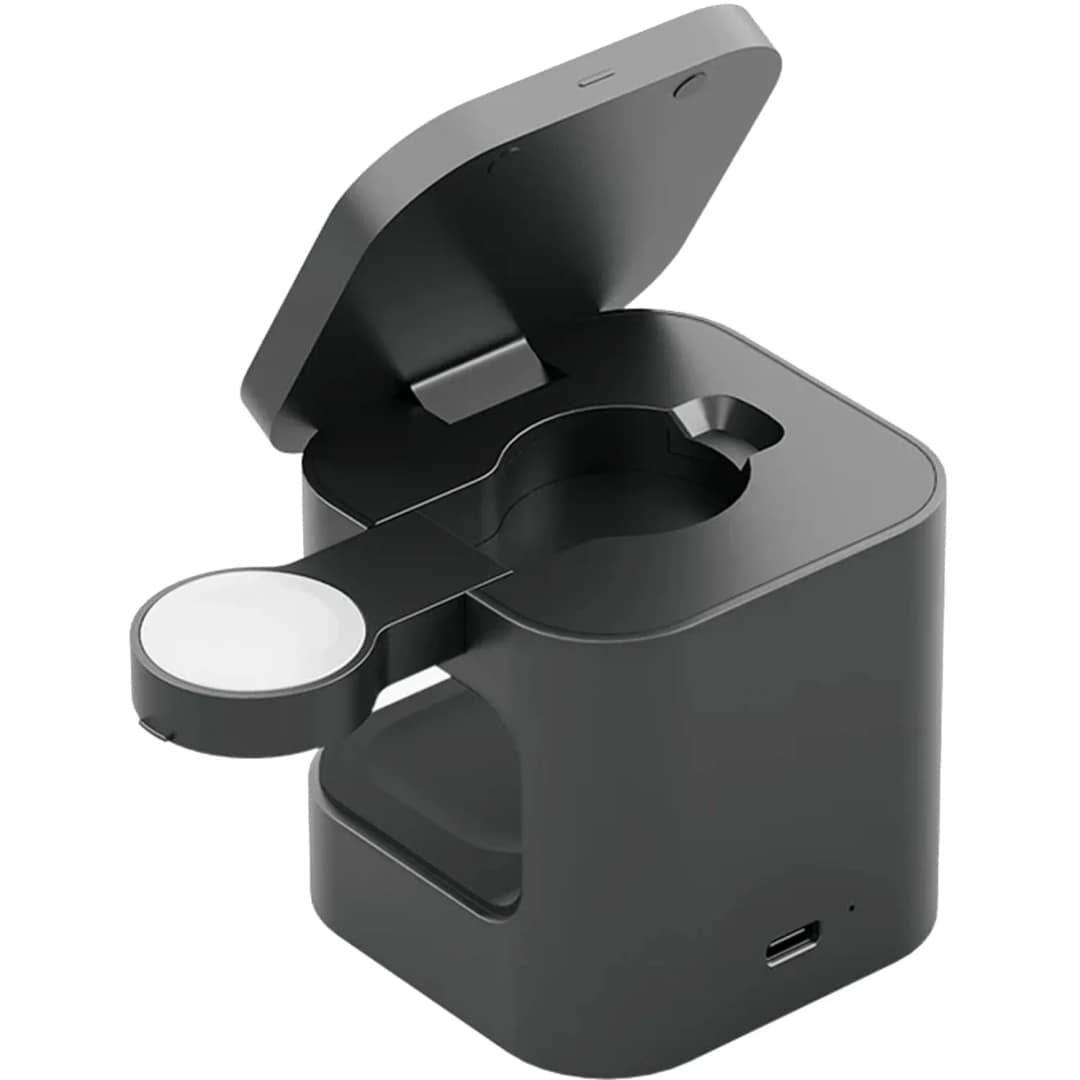Беспроводное зарядное устройство EnergEA MagCube Qi2 Certified 3-in-1 Wireless Charger Space Grey — фото 2