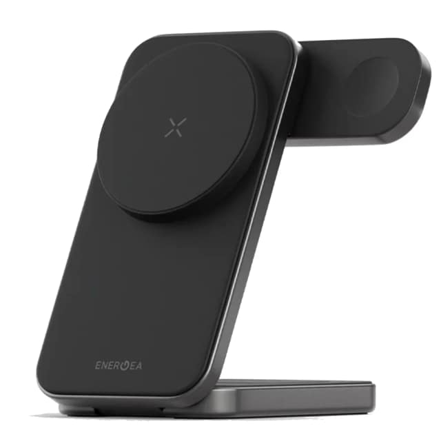 Беспроводное зарядное устройство EnergEA MagTrio Plus 3-in-1 Qi2 MagSafe, Space Grey