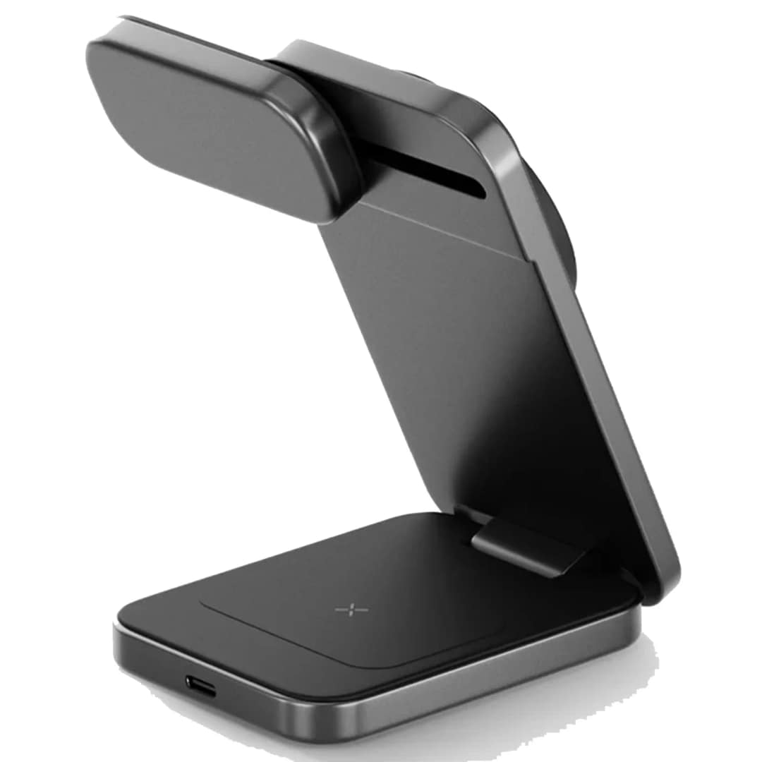 Беспроводное зарядное устройство EnergEA MagTrio Plus 3-in-1 Qi2 MagSafe, Space Grey — фото 2