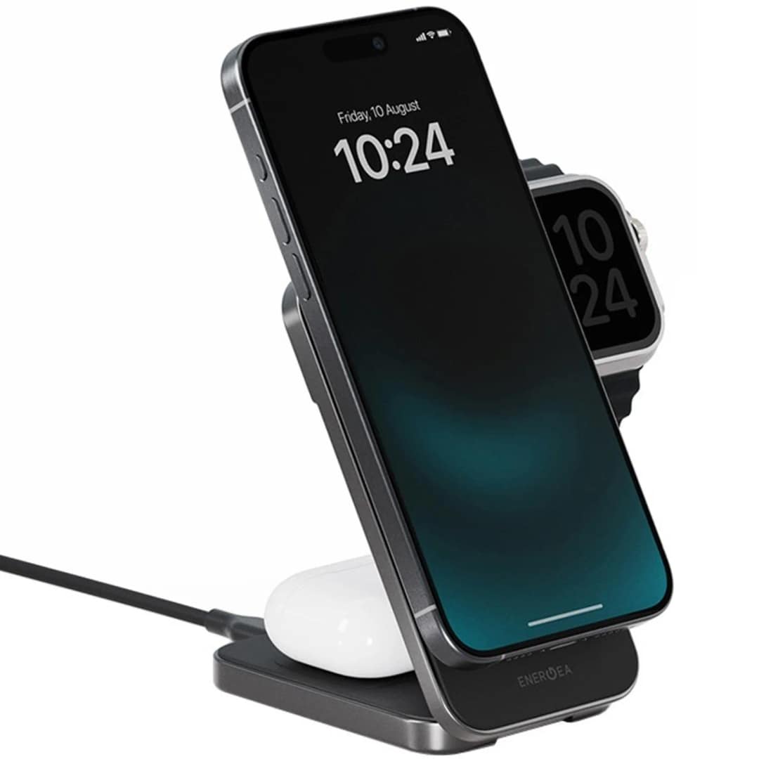 Беспроводное зарядное устройство EnergEA MagTrio Plus 3-in-1 Qi2 MagSafe, Space Grey — фото 6