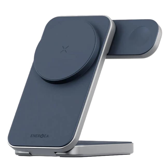 Беспроводное зарядное устройство EnergEA MagTrio Plus 3-in-1 Qi2 MagSafe, Dark blue