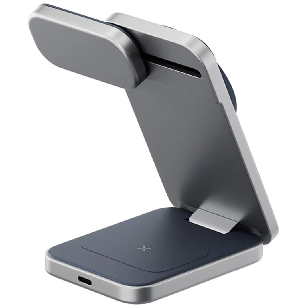 Беспроводное зарядное устройство EnergEA MagTrio Plus 3-in-1 Qi2 MagSafe, Dark blue — фото 3