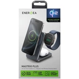 Беспроводное зарядное устройство EnergEA MagTrio Plus 3-in-1 Qi2 MagSafe, Dark blue — фото 5