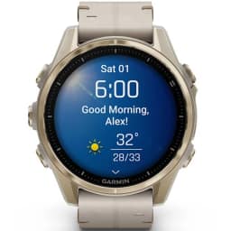 Смарт-часы Garmin Fenix 8 43mm Amoled Sapphire Soft Gold Stainless Steel with Fog Gray Leather Band — фото 2