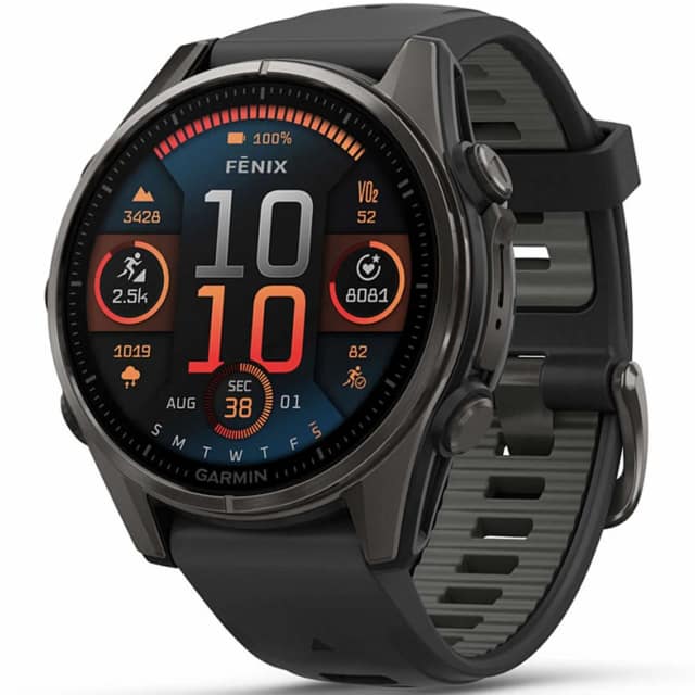 Смарт-часы Garmin Fenix 8 43mm Amoled Sapphire Carbon Gray DLC Titanium with Black Pebble Gray Silicone Band