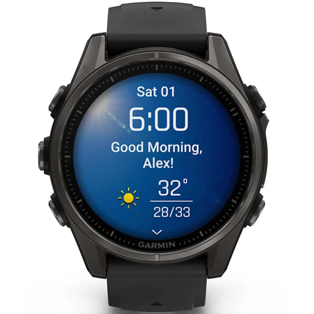 Смарт-часы Garmin Fenix 8 43mm Amoled Sapphire Carbon Gray DLC Titanium with Black Pebble Gray Silicone Band — фото 2