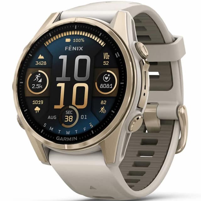 Смарт-часы Garmin Fenix 8 43mm Amoled Sapphire Soft Gold with Fog Gray Dark Sandstone Silicone Band