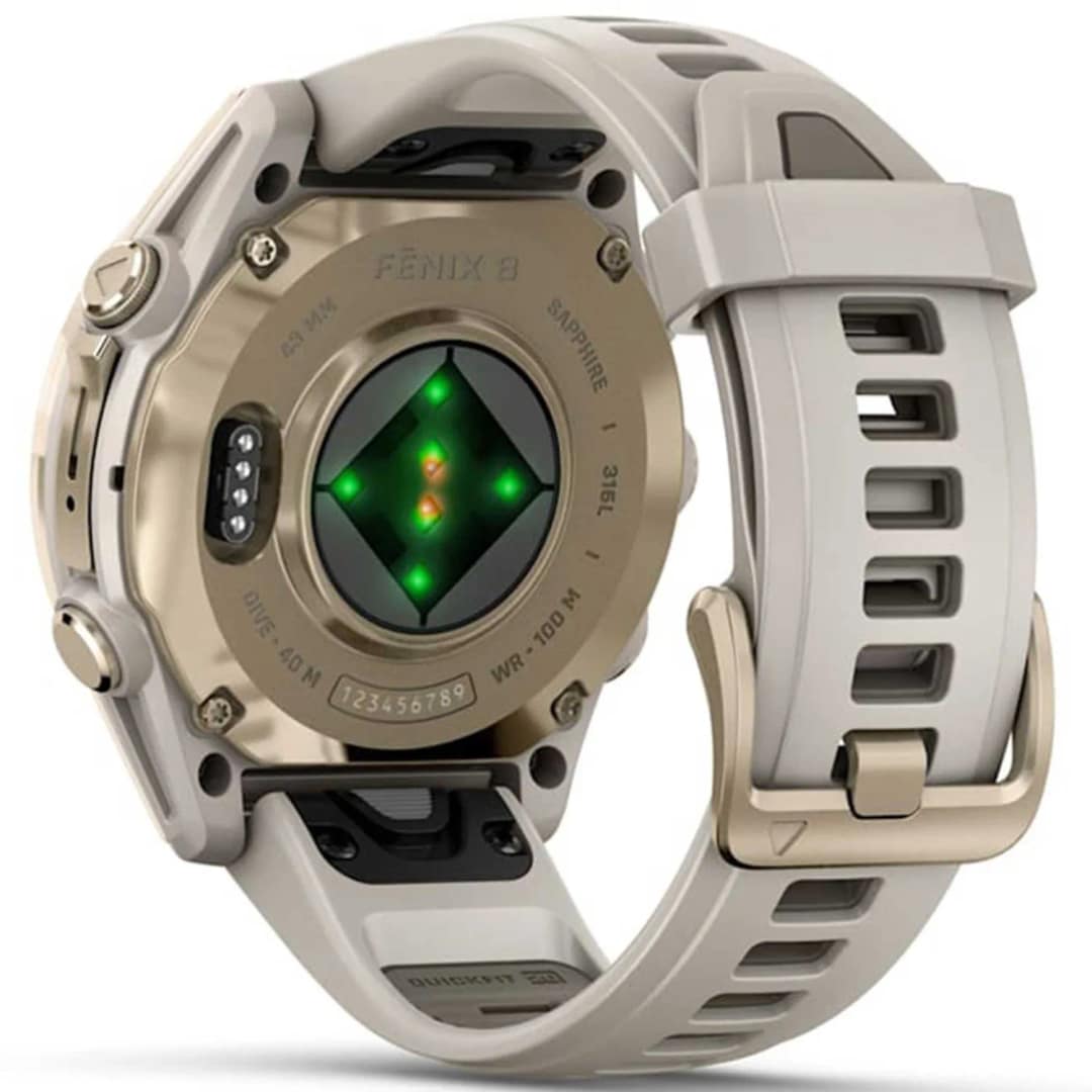 Смарт-часы Garmin Fenix 8 43mm Amoled Sapphire Soft Gold with Fog Gray Dark Sandstone Silicone Band — фото 5