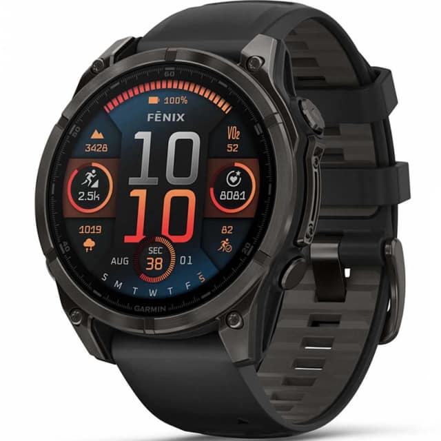 Смарт-часы Garmin Fenix 8 47mm Amoled Sapphire Carbon Gray DLC Titanium with Black Pebble Gray Silicone Band