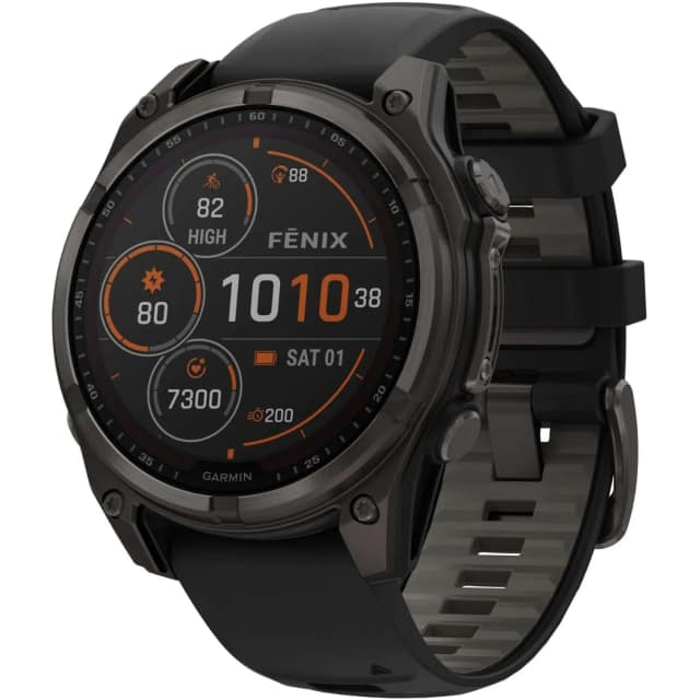 Смарт-часы Garmin Fenix 8 47mm Solar Sapphire Carbon Gray DLC Titanium with Silicone Band, Black/Pebble Gray