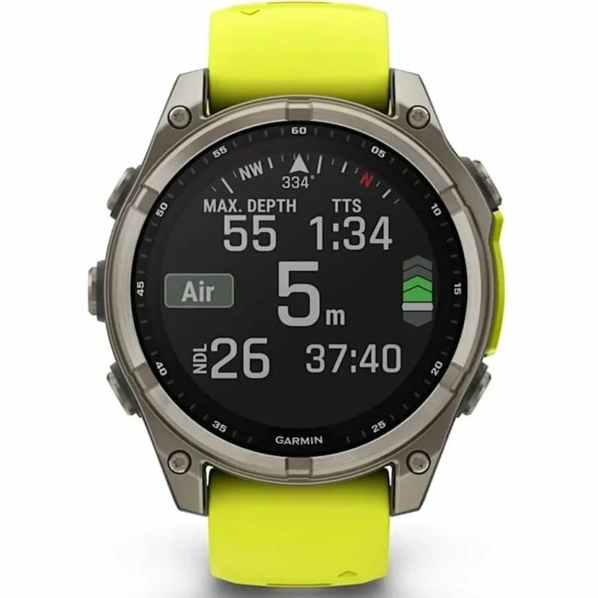 Смарт-часы Garmin Fenix 8 51mm Solar Sapphire Carbon Gray DLC Titanium with Silicone Band, Yellow/Graphite — фото 2