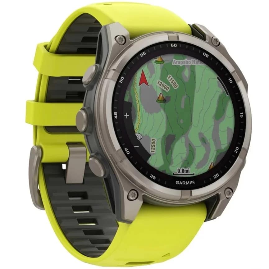 Смарт-часы Garmin Fenix 8 51mm Solar Sapphire Carbon Gray DLC Titanium with Silicone Band, Yellow/Graphite — фото 3
