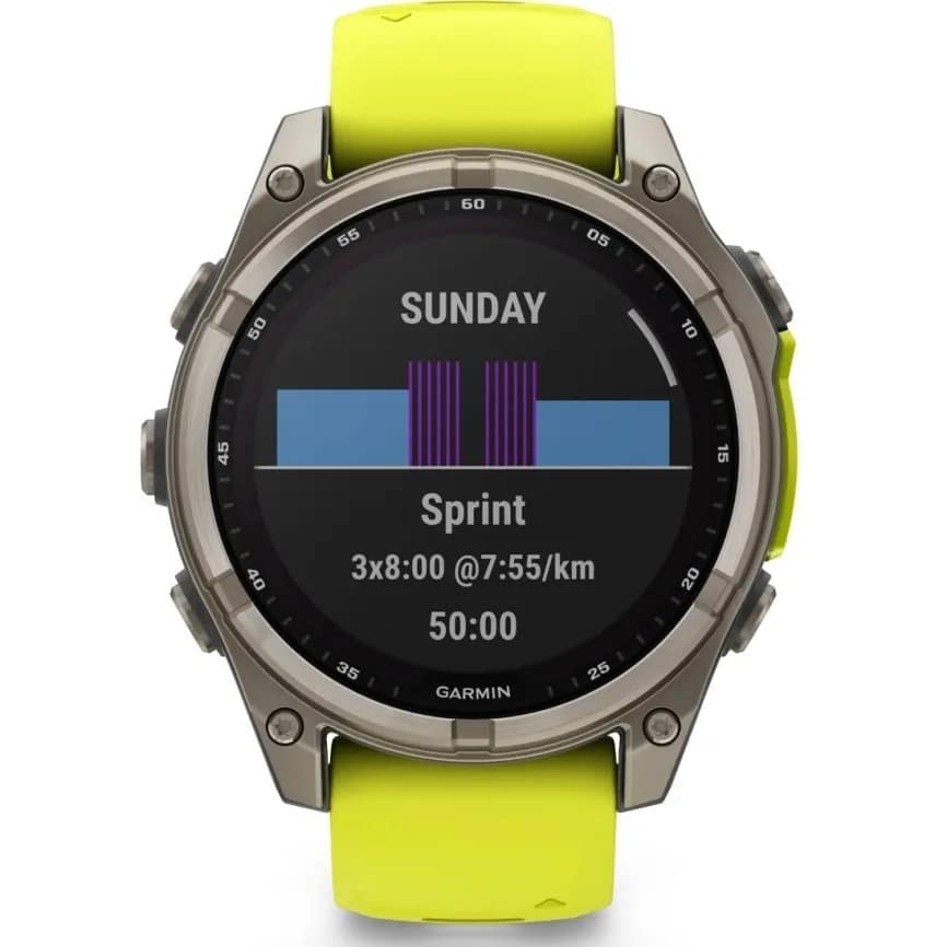 Смарт-часы Garmin Fenix 8 51mm Solar Sapphire Carbon Gray DLC Titanium with Silicone Band, Yellow/Graphite — фото 8