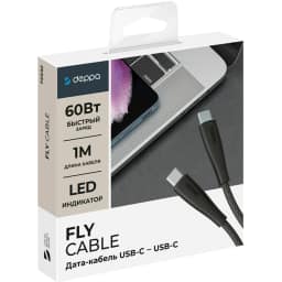 Кабель Deppa Fly USB-С USB-С 60ВW 1m 72532 Black — фото 2